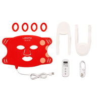 Liroma GLOW Rotlichttherapie-Maske mit dem kompletten Lieferumfang