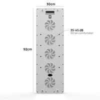 Rückseite der Liroma Elite Gen5 mit fünf Lüftern und den Maßen 92 mal 30 cm